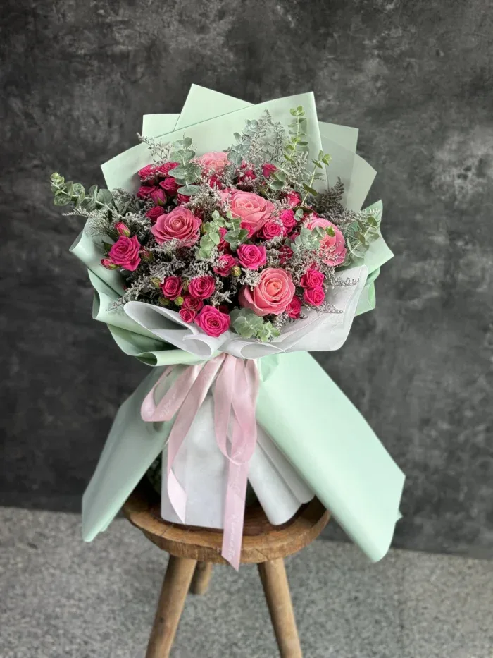دسته گل رز و رز مینیاتوری کد 3011 - Image 1
