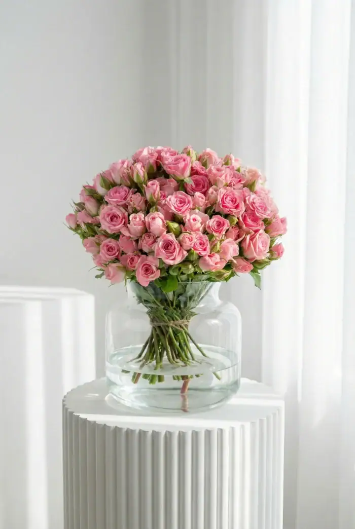 جار گل رز مینیاتوری صورتی کد 3047 - Image 1