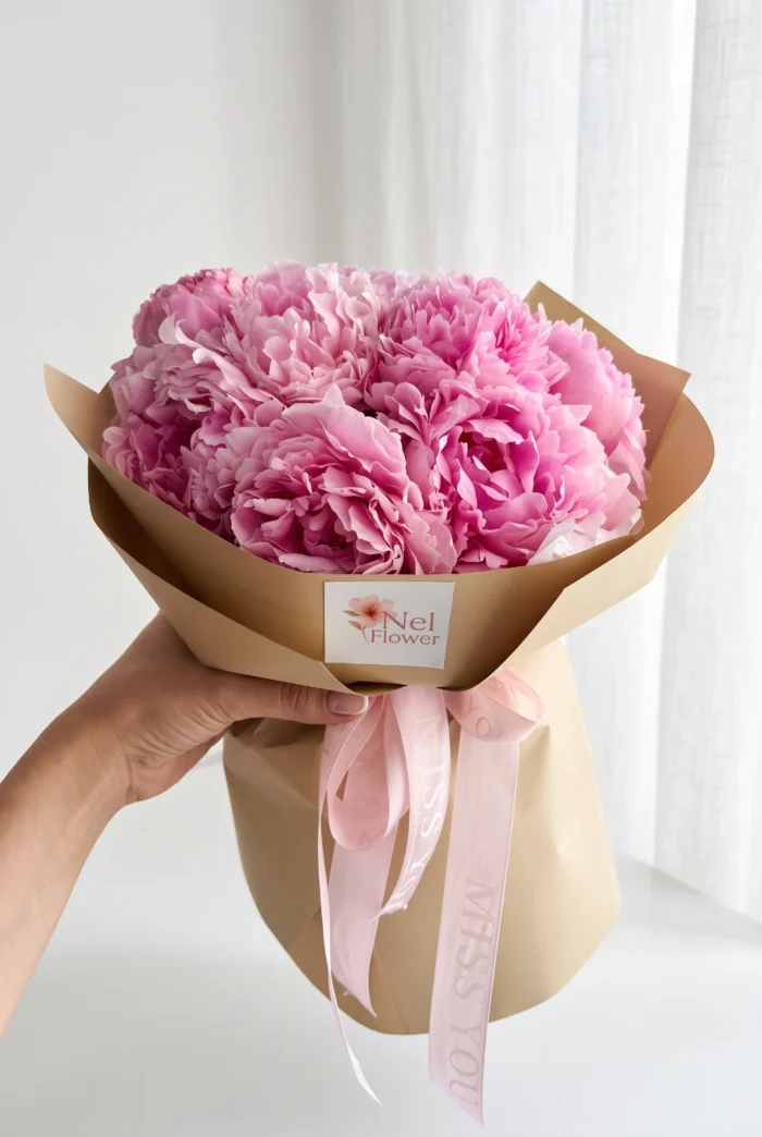 دسته‌گل پیونی کد 2045 - Image 1